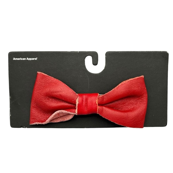 American Apparel Accessories - AMERICAN APPAREL RED LAMBSKIN LEATHER HAIR BOW CLIP RETRO CLASSIC STATEMENT